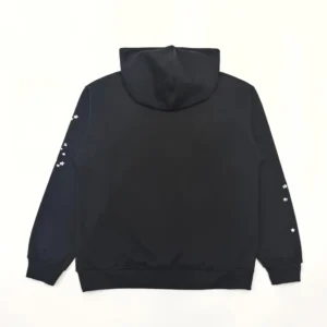 Repsgoat black hoodie with star patterns on sleeves cotton material casual wear
