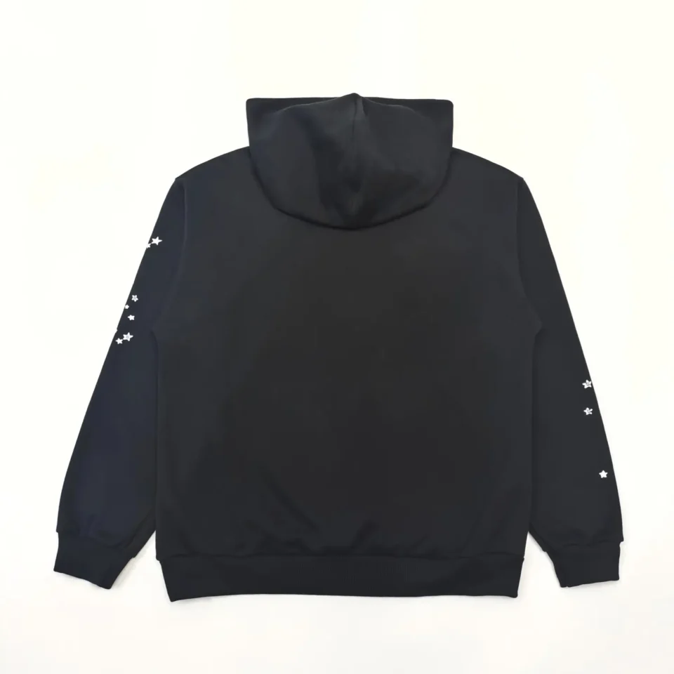Repsgoat black hoodie with star patterns on sleeves cotton material casual wear