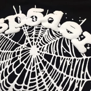 Supreme graphic sweatshirt black cotton spiderweb print with white raised logo lettering