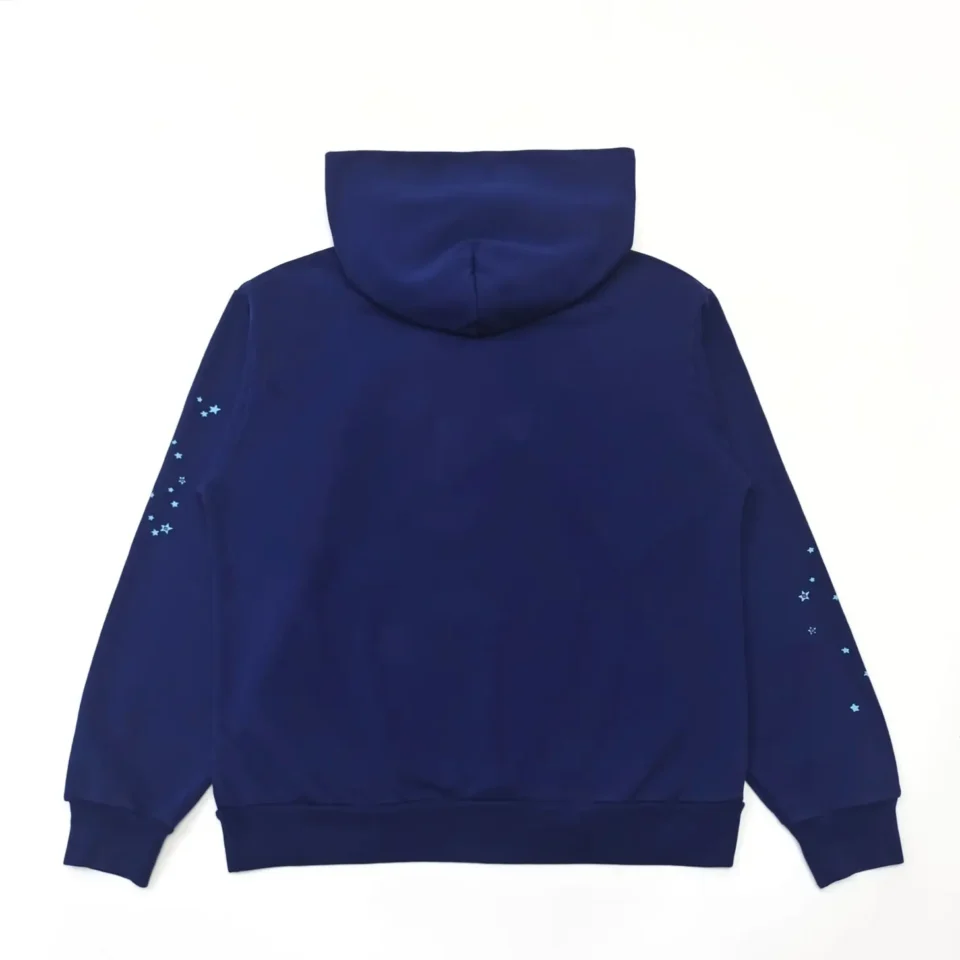 Repsgoat hoodie navy blue cotton pullover hoodie with star print on sleeves