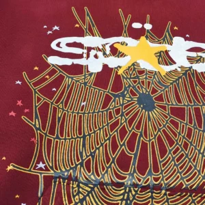 Supreme spider web graphic red cotton t-shirt with yellow and black print details
