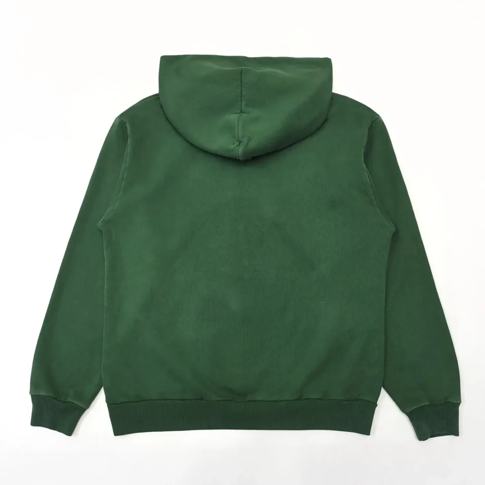 Repsgoat branded hoodie forest green cotton fleece pullover with ribbed cuffs and hem
