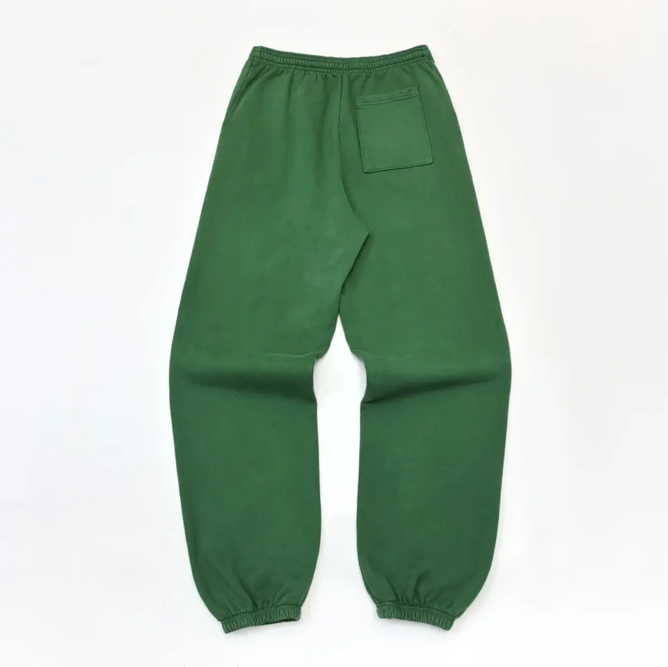 Repsgoat sweatpants green fleece fabric elastic waist and cuffs back patch pocket
