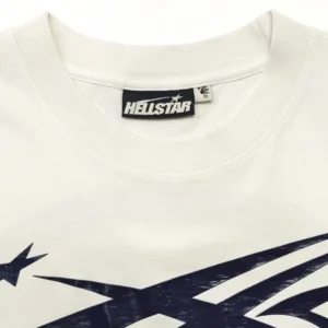 Hellstar T-shirt white cotton crew neck with black graphic print