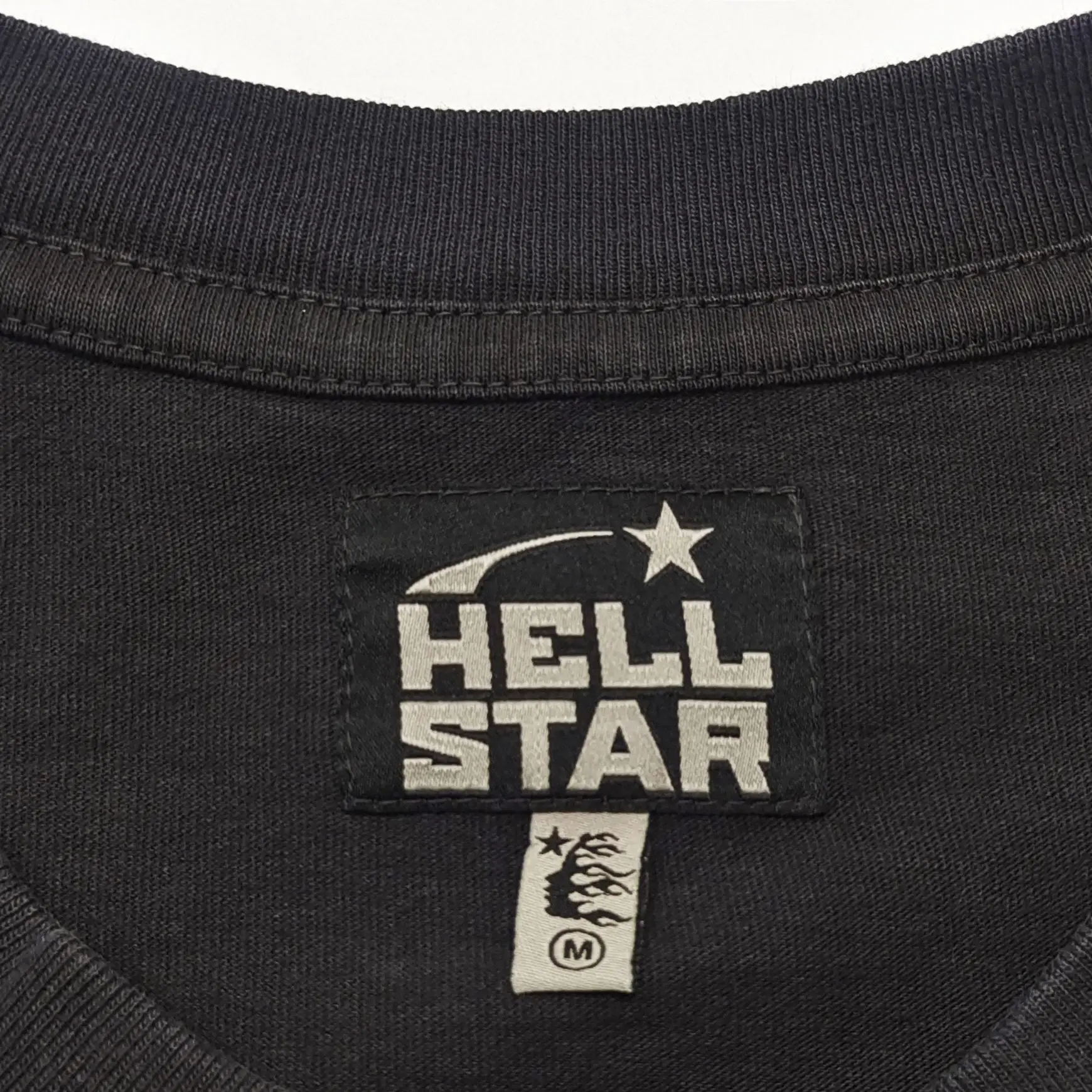 Hellstar T-shirt medium size black cotton fabric with printed logo label on neckline