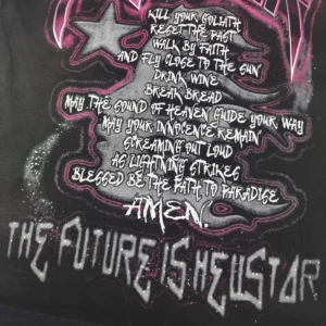 The Future Is His Star hoodie black cotton graphic print with white and pink text design