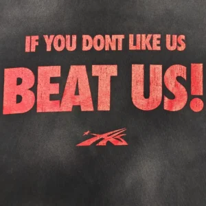TK Black T-shirt with red "IF YOU DONT LIKE US BEAT US!" slogan print cotton material