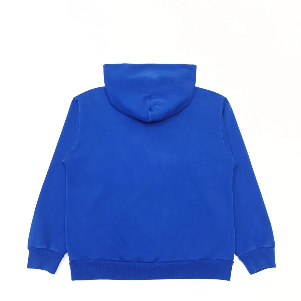 Repsgoat hoodie blue cotton fleece pullover with attached hood and ribbed cuffs and hem