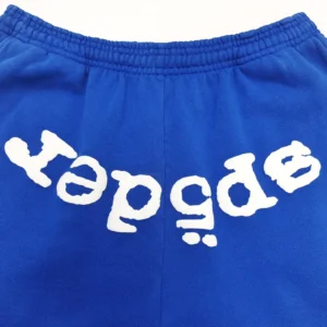 Repsgoat sweatpants blue cotton elastic waistband white logo text design