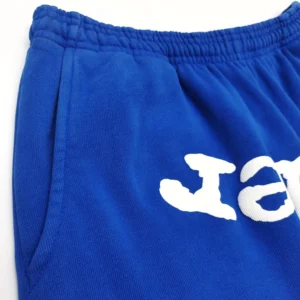 Jaden Blue sweatpants blue cotton fabric elastic waistband white printed logo