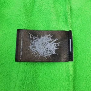 KingSpider towel neon green microfiber fabric with brand logo and stitching detail