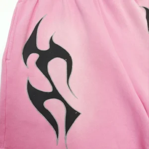 Heron Preston Tribal Sweatpants HPML003F22JER003 Pink color cotton blend material with black tribal graphic
