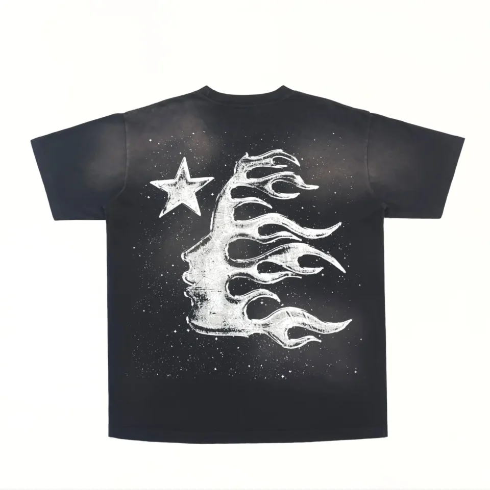 Amiri Flame Moon Graphic T-shirt Black color cotton material with vintage star print