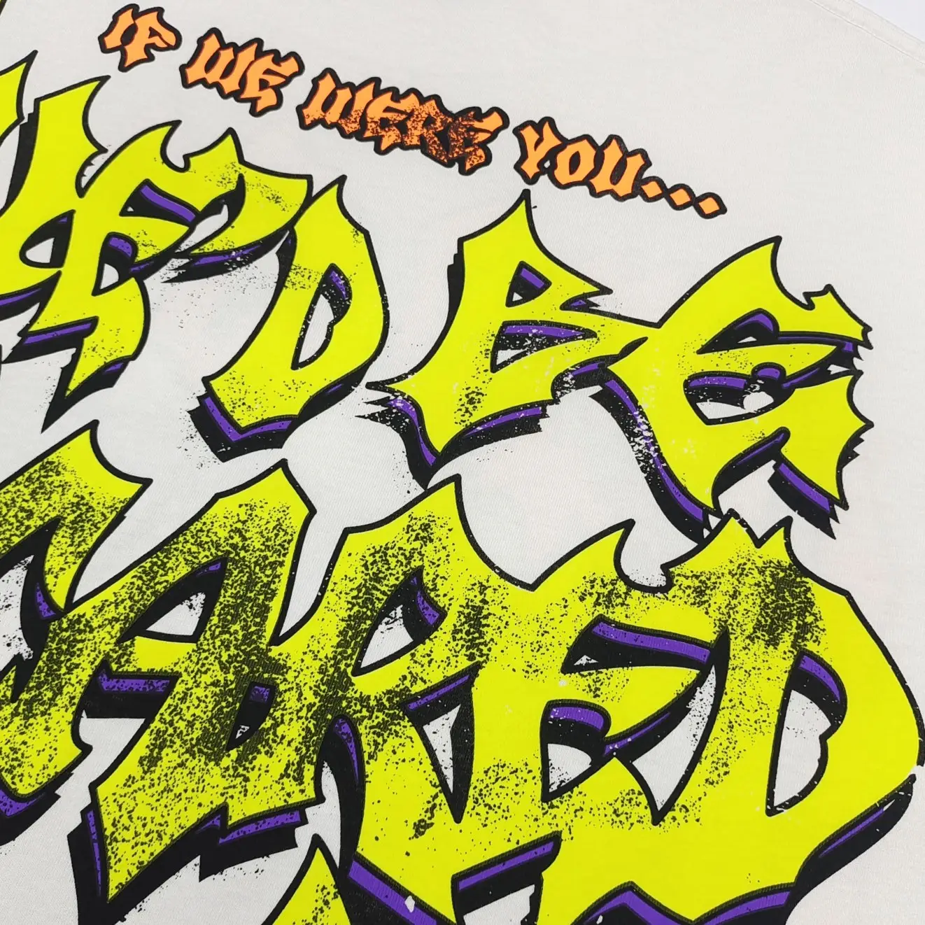 VLONE I Was Here You… graphic T-shirt white cotton with yellow and purple graffiti print design