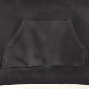 Fear of God Essentials Hoodie Black color cotton fleece fabric kangaroo pocket ribbed hem