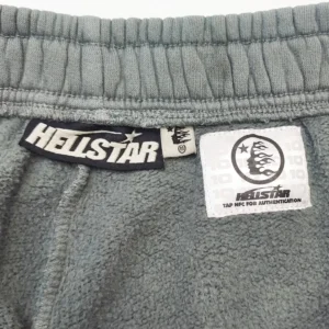Hellstar fleece sweatpants medium grey color soft warm material with elastic waistband and logo tags