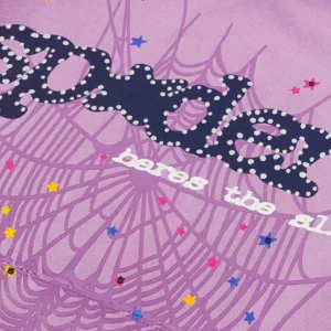 Supreme Spiderweb logo print purple cotton t-shirt with colorful star details
