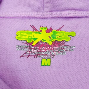 Supreme Spider logo medium purple 100% cotton T-shirt with care instructions tag