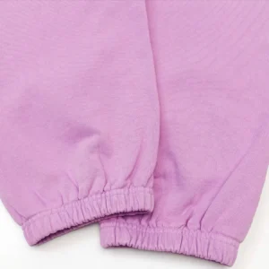 No brand visible purple sweatshirt sleeves elastic cuffs cotton fabric clothing detail