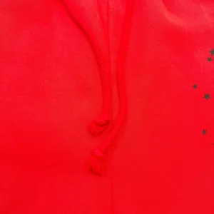 Supreme hoodie red cotton drawstring with black star detail