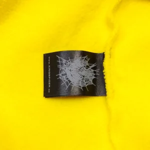 King Spider fleece fabric yellow soft warm material with black spider web logo tag