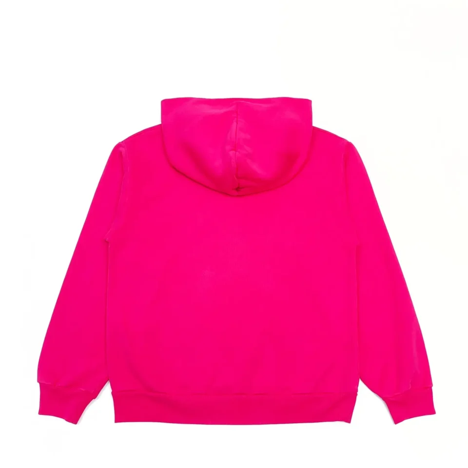 Repsgoat hoodie bright pink cotton fleece pullover with hood and ribbed cuffs and hem