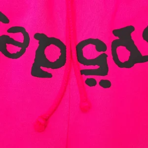 Repsgoat hoodie bright pink cotton fabric with black printed logo and matching drawstrings