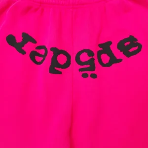 Repsgoat sweatpants bright pink cotton with black logo print design