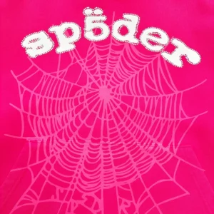 SDER logo with spider web design on a vibrant pink background, emphasizing luxury replica apparel.