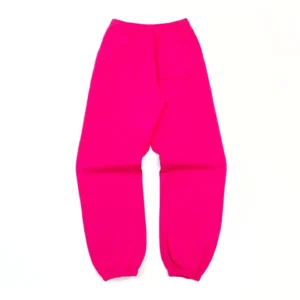 SDER Rose Red White Legacy Pants in vibrant pink color, featuring a loose fit and elastic cuffs, designed for stylish comfort.