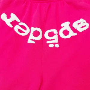 SDER Rose Red White Legacy Pants featuring bold white logo design on vibrant pink fabric.