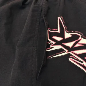 Stüssy Graphic Hoodie black cotton blend with pink and white oversized logo print
