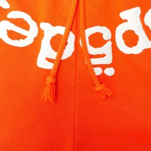 A Bathing Ape hoodie orange cotton with white logo and braided drawstrings