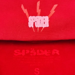 Supreme hoodie red cotton fabric with lightning bolt graphic and Supreme logo details