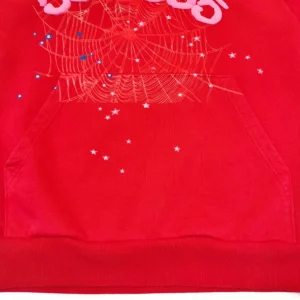 Supreme hoodie red cotton with spider web graphic and star details