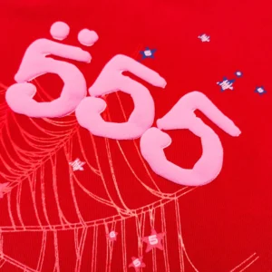 Supreme x Comme des Garcons SHIRT red cotton sweatshirt with pink 555 logo and star embroidery details