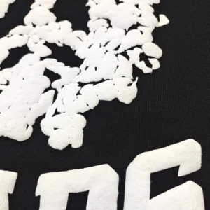 Repsgoat black cotton sweatshirt with white textured graphic print and bold lettering detail