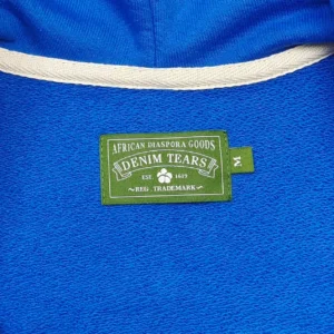 Denim Tears sweatshirt blue cotton fabric with green logo label African Diaspora Goods medium size