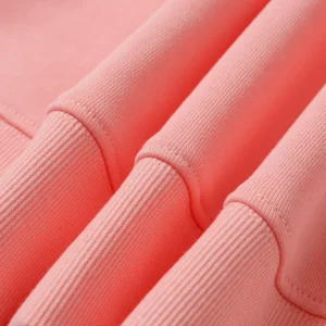 Repsgoat cotton hoodie pink ribbed cotton fabric close-up seams detail