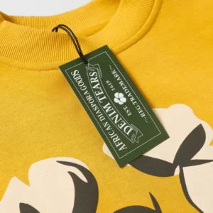 Denim Tears sweatshirt mustard yellow cotton with floral graphic print