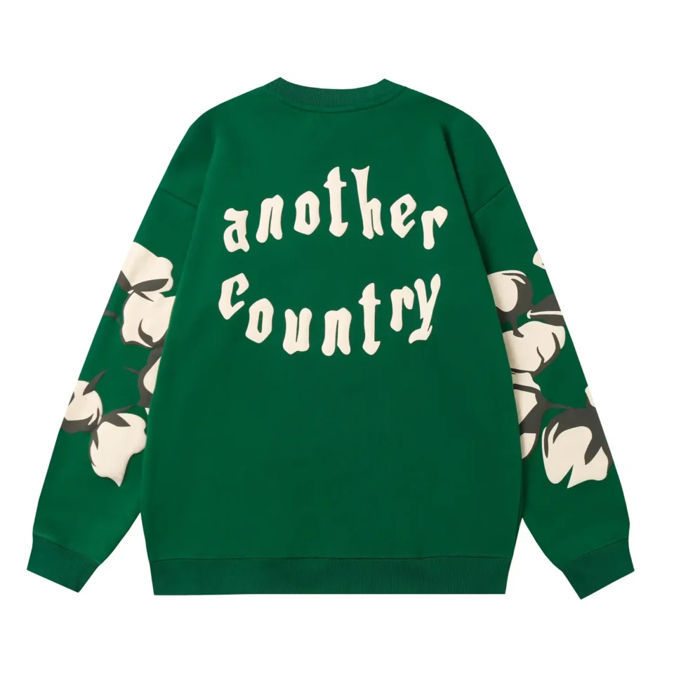 Another Country sweatshirt green cotton floral sleeve print crewneck pullover