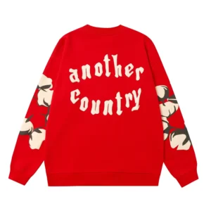 Another Country sweatshirt red cotton graphic print long sleeve pullover