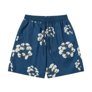 Repsgoat men's swim shorts blue floral print lightweight quick-dry fabric elastic waistband