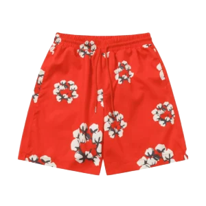 Repsgoat floral print casual shorts red cotton blend breathable summer wear