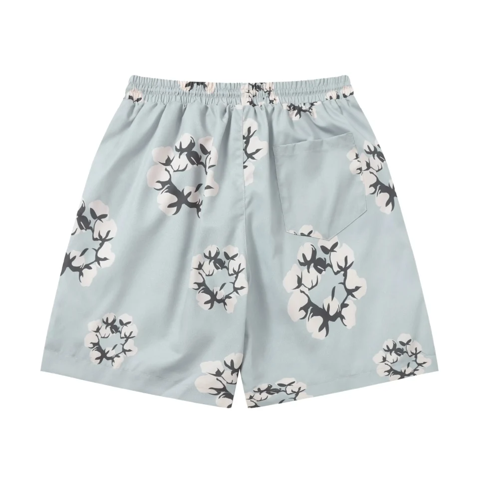 Unknown brand shorts light blue floral pattern lightweight fabric with elastic waistband and back pocket