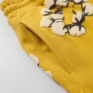 The image provided is a close-up view of a yellow garment with a floral design; since it does not meet the specified product categories (watches, sneakers, bags, accessories), it does not fit the requested alt text format for repsgoat.com product images. Please provide an image of a product within those categories for an SEO-optimized alt text.