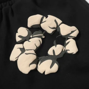 Repsgoat abstract graphic print black cotton sweatshirt detail cream and gray textured design