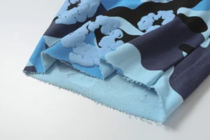 Denim Tears Cotton Flower shorts featuring a vibrant blue camouflage pattern with floral designs, showcasing high-quality fabric texture and details.