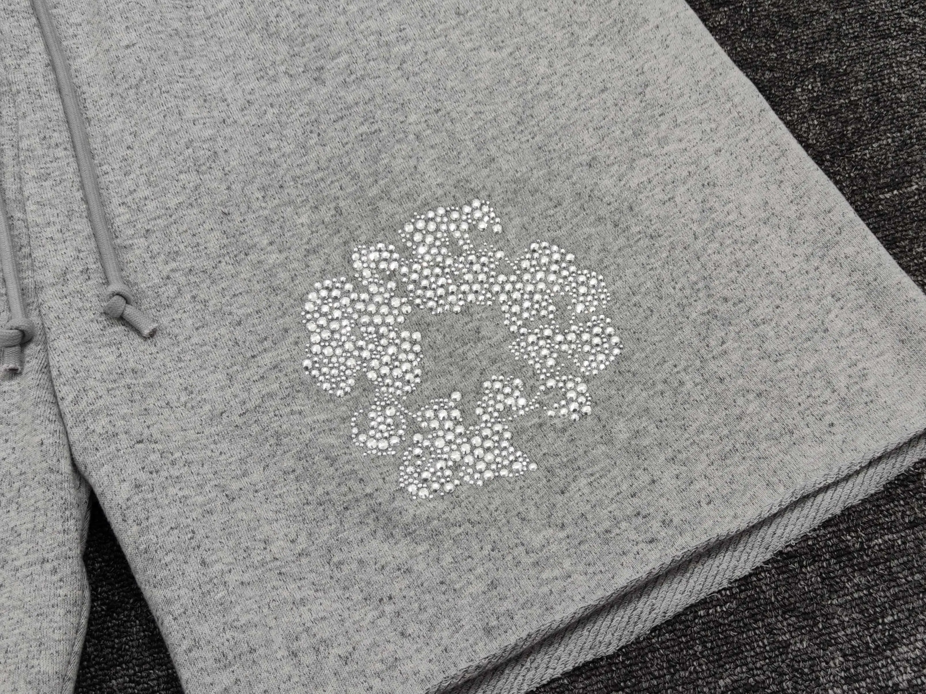 Chrome Hearts hoodie gray cotton with crystal logo embellishment on chest