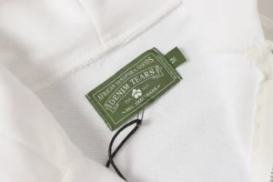 Denim Tears hooded sweatshirt white cotton blend fabric with green brand label and black string tag